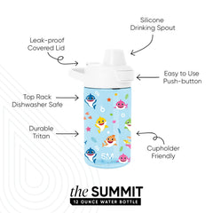 Summit Kids Plastic Water Bottle with Simple Flip Straw Lid